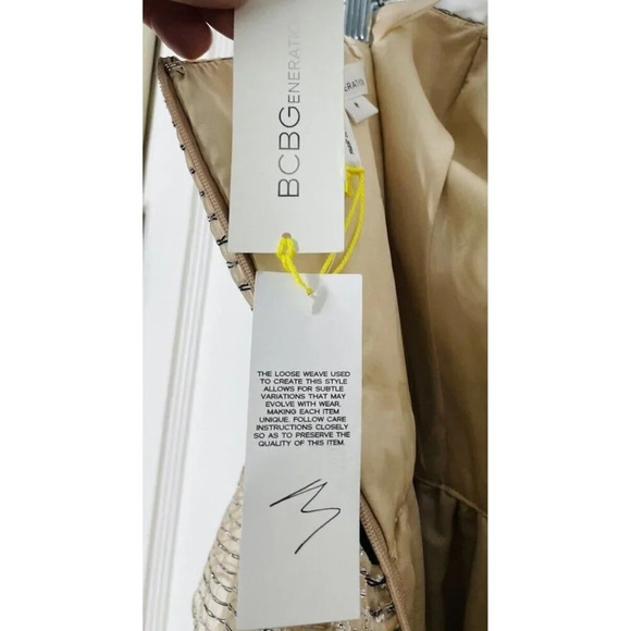 BCBGeneration Dress 8 Ribbed Gauze Chiffon Tiered Strapless Texture Peplum Party - Picture 7 of 12